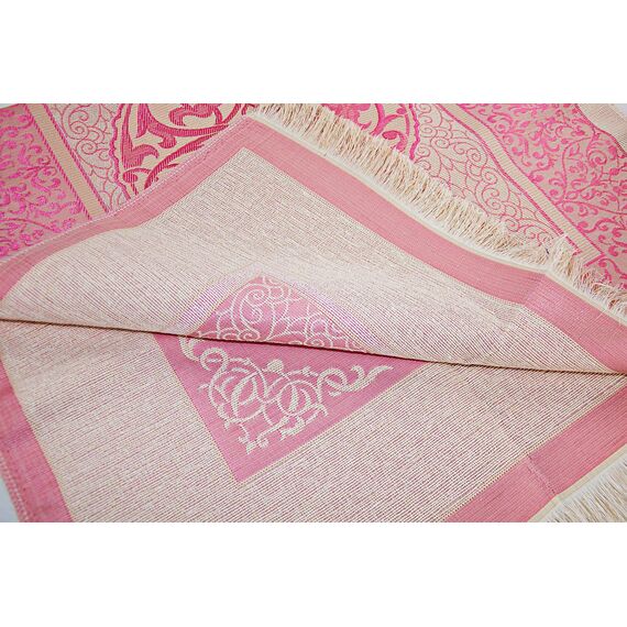 Muslimische Gebetsteppich und Gebetskette mit elegantem Zylinder Geschenkbox | Janamaz | Sajjadah | Weiche islamischen Gebetsteppich | Islamische Geschenke Set | Gebet Teppich Matte, Taft Stoff, Rosa