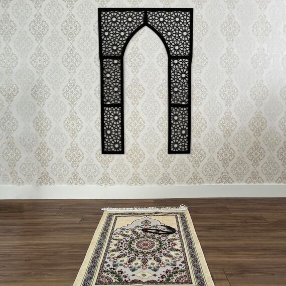 iwa concept Holz Mihrab Wandgestaltung, islamische Wandkunst, Gebetsraumdekoration, Einweihungsgeschenk für Muslime im Ramadan (XXLarge)