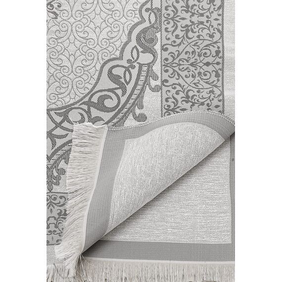 Muslimischer Gebetsteppich und Gebetsperlen Set | Janamaz | Sajadah | Islamische Geschenke Mit Eleganter Zylinderförmiger Geschenkbox | Taftstoff, Grau