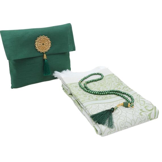 Prien Muslimischer Gebetsteppich Mit Gebetsperlen Für Frauen Männer, Geschenke Bayram, Ramadan, Teppich Beten Islam, Gebetsteppich Set, Islamische Gebetsmatte, Seccade Namaz, Muslim Mat (Smaragd)