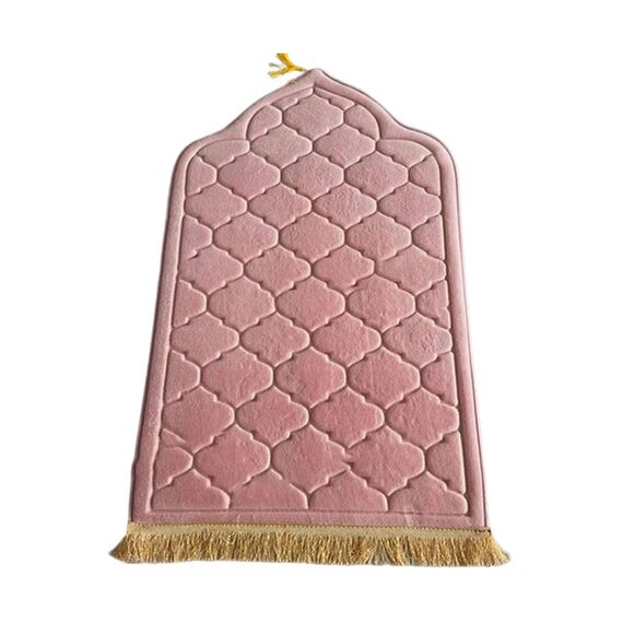 Baoblaze Traditioneller muslimischer Gebetsteppich Weich, Traditional Muslim Prayer Rug, Gebet Teppich Matte Faltbar, Carpet Soft Ramadan, Muslim Prayer Rug Carpet für Kinder Frauen Männer, ROSA