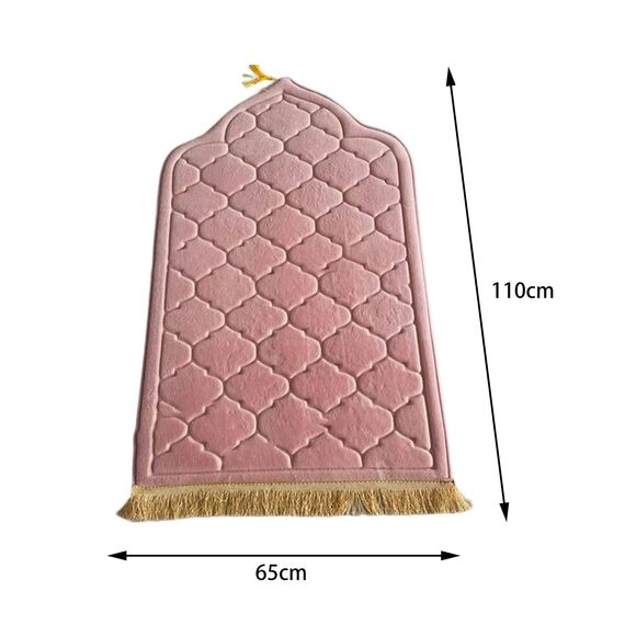 Baoblaze Traditioneller muslimischer Gebetsteppich Weich, Traditional Muslim Prayer Rug, Gebet Teppich Matte Faltbar, Carpet Soft Ramadan, Muslim Prayer Rug Carpet für Kinder Frauen Männer, ROSA