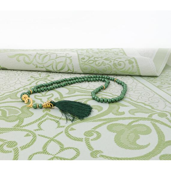 Prien Muslimischer Gebetsteppich Mit Gebetsperlen Für Frauen Männer, Geschenke Bayram, Ramadan, Teppich Beten Islam, Gebetsteppich Set, Islamische Gebetsmatte, Seccade Namaz, Muslim Mat (Smaragd)