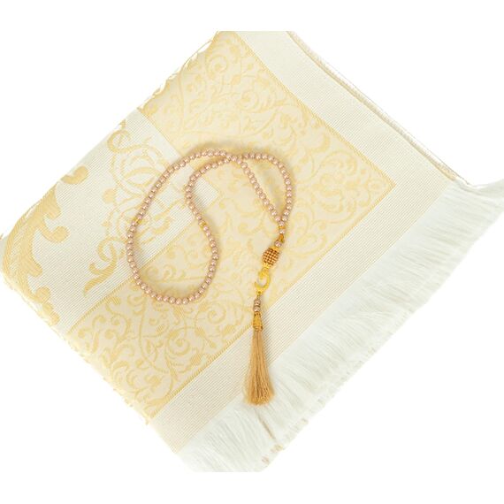 Prien Muslimischer Gebetsteppich Mit Gebetsperlen Für Frauen Männer, Geschenke Bayram, Ramadan, Teppich Beten Islam, Gebetsteppich Set, Islamische Gebetsmatte, Seccade Namaz, Muslim Mat (Braun)