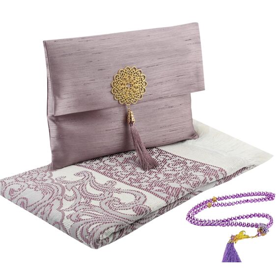 Prien Muslimischer Gebetsteppich Mit Gebetsperlen Für Frauen Männer, Geschenke Bayram, Ramadan, Teppich Beten Islam, Gebetsteppich Set, Islamische Gebetsmatte, Seccade Namaz, Muslim Mat (Lila)
