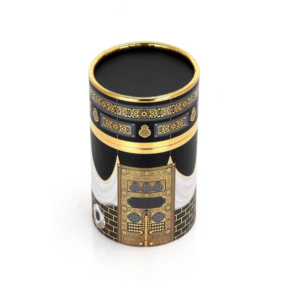 ihvan online Muslimischer Gebetsteppich und Gebetsperlen mit elegantem Design Zylinder Geschenkbox, Janamaz, Sajadah, weicher islamischer, islamische Geschenke Set, Gebetsteppichmatte, Schwarz, Mod2