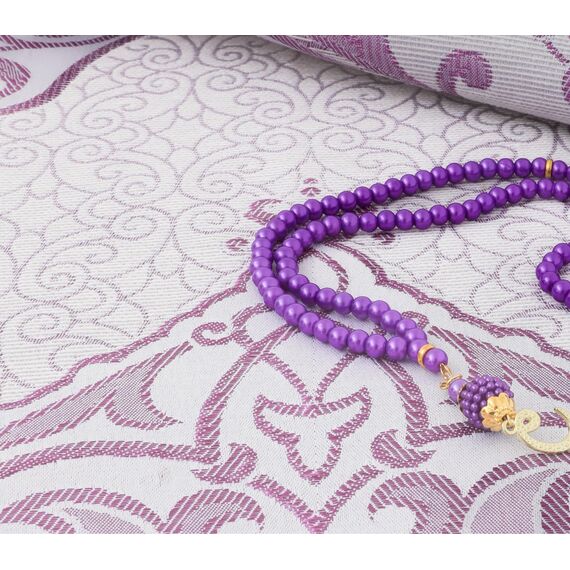 Prien Muslimischer Gebetsteppich Mit Gebetsperlen Für Frauen Männer, Geschenke Bayram, Ramadan, Teppich Beten Islam, Gebetsteppich Set, Islamische Gebetsmatte, Seccade Namaz, Muslim Mat (Purpur)