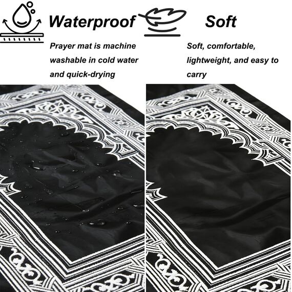 Pray Teppich Tragbar,100x60cm Reise Gebetsteppich,Tragbarer Gebetsteppich mit Kompass,Unisex,Faltbares Design,Geeignet als Geschenk zum Eid-Fest für zu Hause und auf Reisen Sowie als Innendekoration