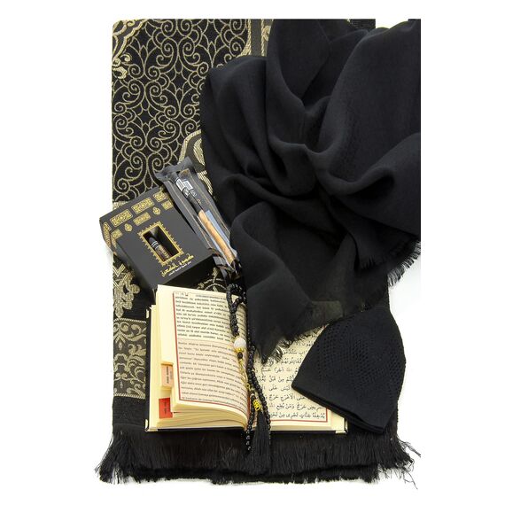 ihvan online Gebets Geschenkbox für Hajj und Umrah, Deluxe -Set für Ramadan & Eid Gift, Black/Set 3