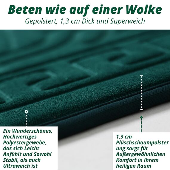 Sacred Artisans Gepolsterter Gebetsteppich, Paradiesgrün mit 1,3 cm dickem, ultraweichem Schaumstoff