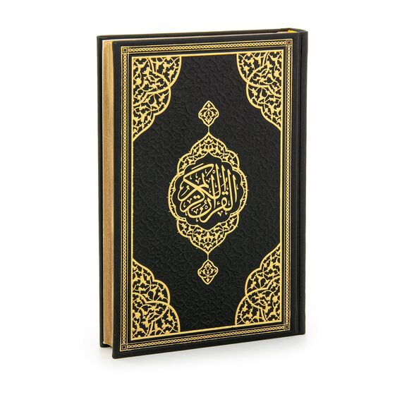 ihvan online Gebetsgeschenk-Set für Männer & Frauen, muslimischer Gebetsteppich, Salah-Matte, Perlen Taasbih, arabischer Heiliger Koran, islamisches Geschenkset für Ramadan & Eid, Schwarz