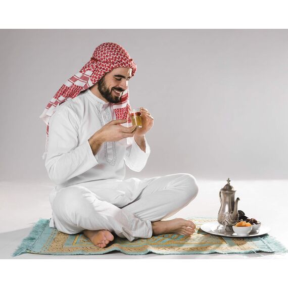 Ramadan24 Grün Gebetsteppich/Islamischer Teppich für unterwegs Muster Namaz Seccade muslimische Männer, Frauen und Kinder (Grün)