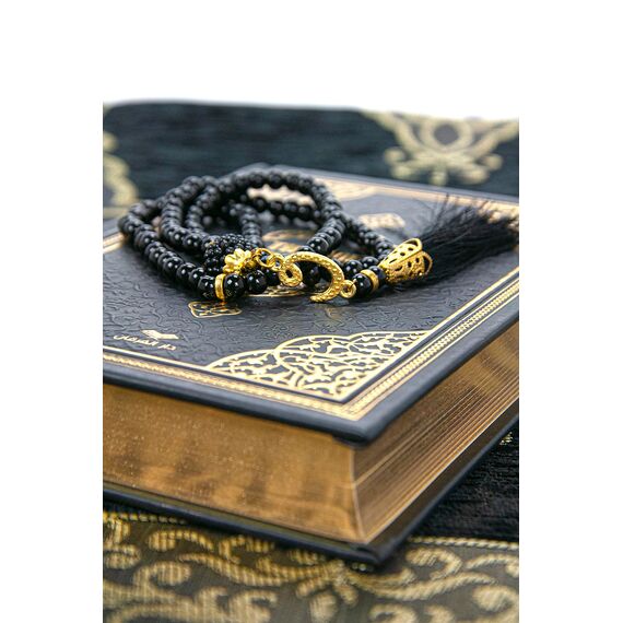Ihvan Online Gebetsset für Hajj und Umrah - Muslimischer Gebetsteppich, Taasbih, Heiliger Koran Übersetzt ins Englische, Janamaz - Geschenkset