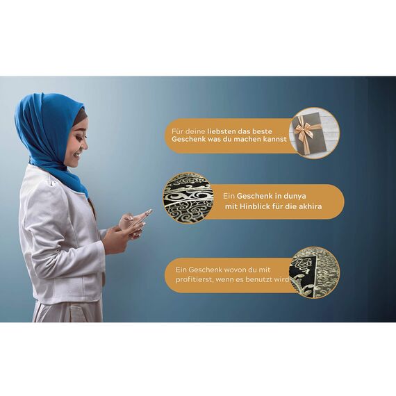 Imanpaper® Gebetsteppich Islam mit Tesbih schwarz I Extra dünn to go für Muslime I Platzsparend Geschenk für konvertierte Geschwister 1,20 x 0,70m | Seccade Salah Sejadah Islamic Prayer Rug