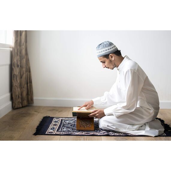 Ramadan24 Grün Gebetsteppich/Islamischer Teppich für unterwegs Muster Namaz Seccade muslimische Männer, Frauen und Kinder (Grün)