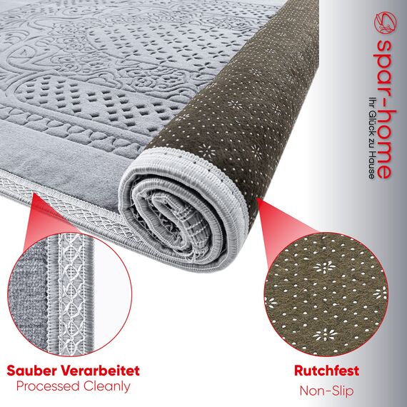Spar-Home Gebetsteppich Islam – Weiche Teppich für Salah Beten Dicker Stoff Gebetsmatte für Erwachsene Frauen und Kinder Ideal als Badematte (Grey)
