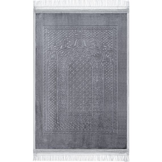 Spar-Home Gebetsteppich Islam – Weiche Teppich für Salah Beten Dicker Stoff Gebetsmatte für Erwachsene Frauen und Kinder Ideal als Badematte (Grey)