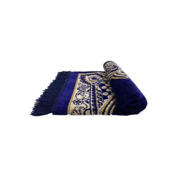 Gebetsteppich im türkischen / osmanischen Stil, inkl. Gebetsperlen, Tasbei, weiches Wildleder, orientalisches Muster, Janamaz Sajadah, Geschenk, 110 x 66 cm, Blau