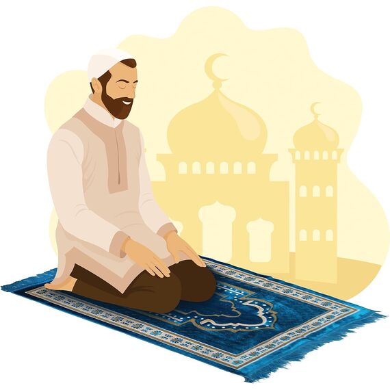 TB Muslimische Gebetsteppich, dick, islamisch, weiche Samt-Matte, Ramadan-Geschenk, mit Gebetsperle, einzigartige Dekoration, goldfarben, bestickt für Frauen, Männer, türkisch, afrikanisch (blau)