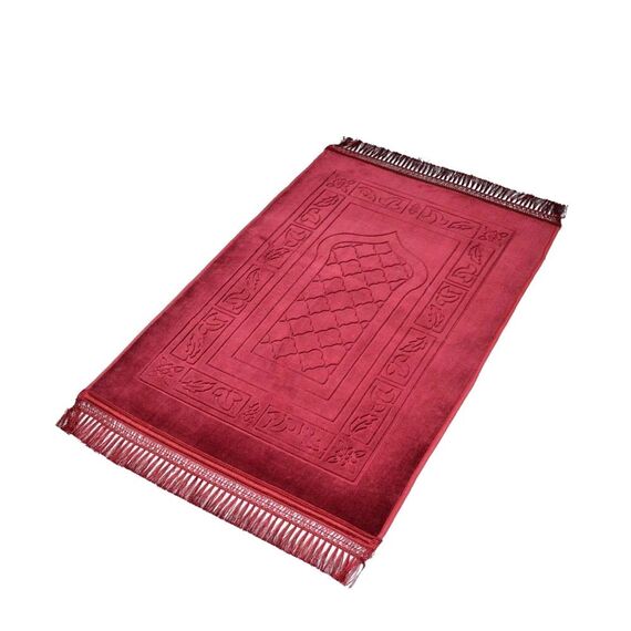 KD 1x Comfort Gebetsteppich Seccade (dunkelgrün 001, 80 x 120 cm und ca.0,8 cm hoch)/ weiche samtartige Oberfläche - SUPER-SOFTES Trittgefühl