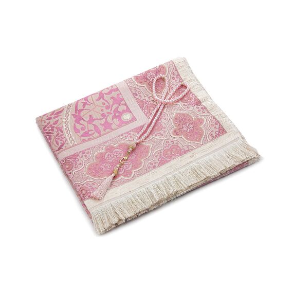Miss Tesettür Muslimischer Gebetsteppich mit Gebetskette, Janamaz, Sajjadah, Weiche islamischen Gebetsteppich, Islamische Geschenke, Gebet Teppich Matte, Chenillegewebe, Fuchsia