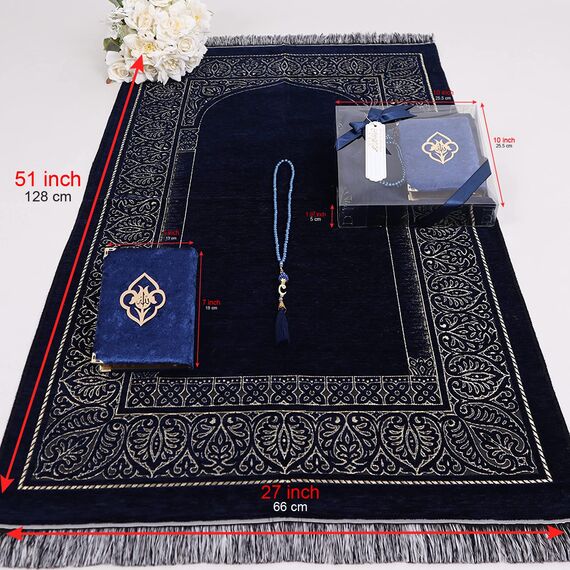 Islamic Elite Favors IEF Muslimischer Gebetsteppich, islamischer Gebetsteppich, Samt, arabische Koranperle, Tasbeeh, Ramadan & Eid Geschenke, Geburtstagsgeschenke für Männer