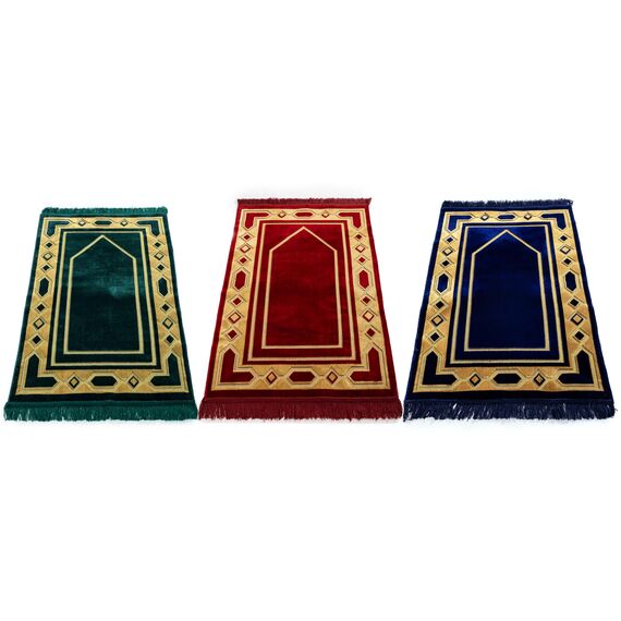 Gold Case Gebetsteppich für den Islamischen Muslim – Ramadan-Geschenk – Janamaz Sajjadah – Namaz Seccade hergestellt in der Türkei PRMT-Burgundy