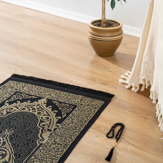 Alban Muslimischer Gebetsteppich mit Gebetsperlen, Gebetsteppich, Gebetsteppich, mattierter Islam, islamischer Gebetsteppich, Reise-Gebetsteppich, tasbih Gebetsperlen, islamische Geschenke, 99
