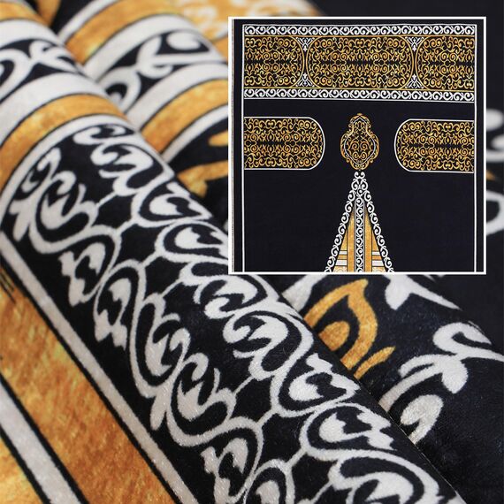 Muslimischer Gebetsteppich, 63 x 114 cm, türkischer Samt, islamische Gebetsmatte für Männer, Frauen, Kinder, gemusterter Janamaz-Teppich, Ramadan, Sajadah, Islam, Namaz-Teppich, Schwarz III