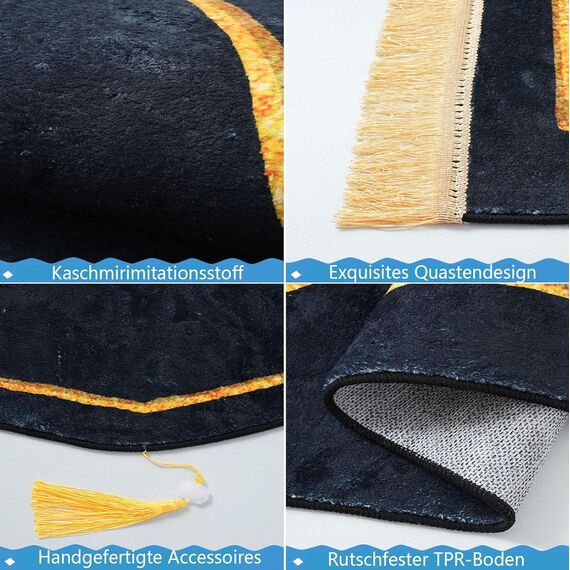Dai Lufei Gebetsteppich-Set, muslimischer Gebetsteppich, dick und weich, Kaschmir-Imitat, lslamischer Gebetsteppich für Paare, Ramadan, Eid Bayram, islamisches Geschenk (schwarz-weiß, 80 x 140 cm)