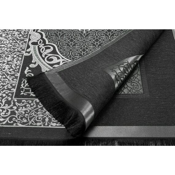 Muslimische Gebetsteppich, Islamische türkische Gebetsteppiche, Tolle Ramadan-Geschenke, Gebetsteppich Muslimische für Frauen und Männer, Islamteppich Tragbare, Geschenk Gebetskette 99 (Grau)