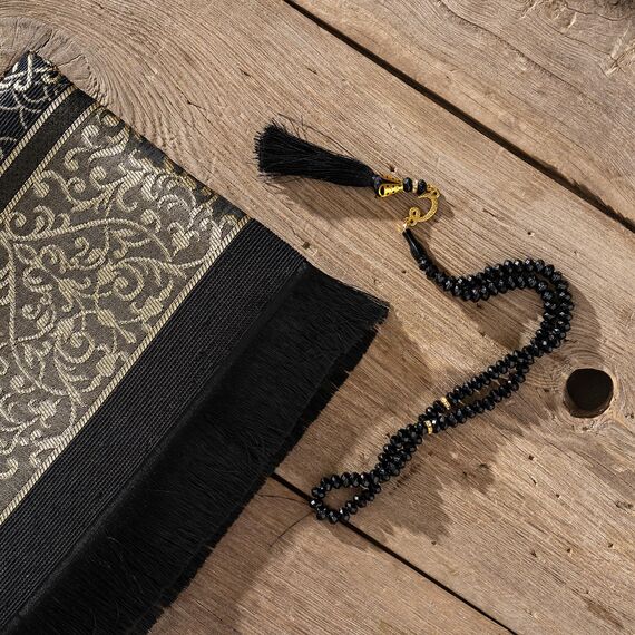 Alban Muslimischer Gebetsteppich mit Gebetsperlen, Gebetsteppich, Gebetsteppich, mattierter Islam, islamischer Gebetsteppich, Reise-Gebetsteppich, tasbih Gebetsperlen, islamische Geschenke, 99