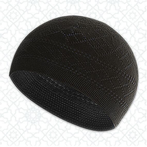 Kapobia Muslimische Gebetsteppich Gebetskette Kufi Hut für Männer und Frauen 100% atmungsaktiv schwarz Schädel Beanie Traditionelle Desing Gebetsteppich Eid Ramadan Geschenke Islamisches Set Salah