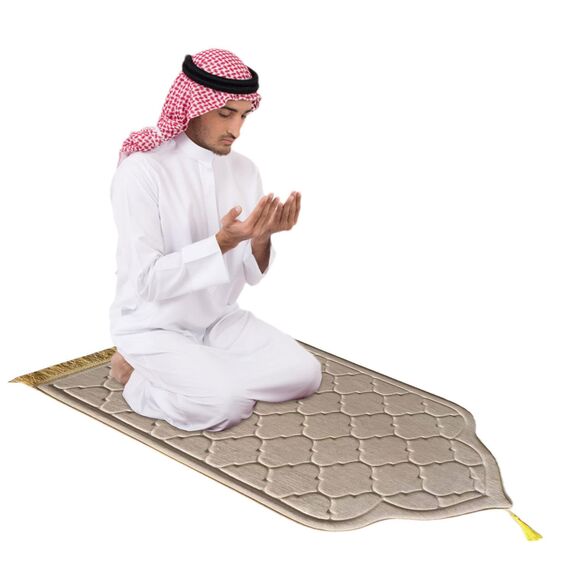 Angaekkot weiche Muslimische Gebetsteppich aus Flanell mit Quaste - tragbare Reise-Gebetsmatte für Frauen und Männer - Islamisches Geschenk