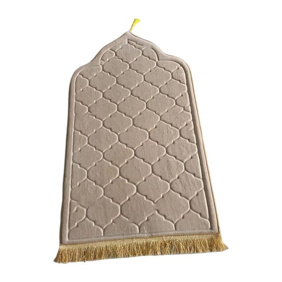 Baoblaze Traditioneller muslimischer Gebetsteppich Weich, Traditional Muslim Prayer Rug, Gebet Teppich Matte Faltbar, Carpet Soft Ramadan, Muslim Prayer Rug Carpet für Kinder Frauen Männer, beige gelb