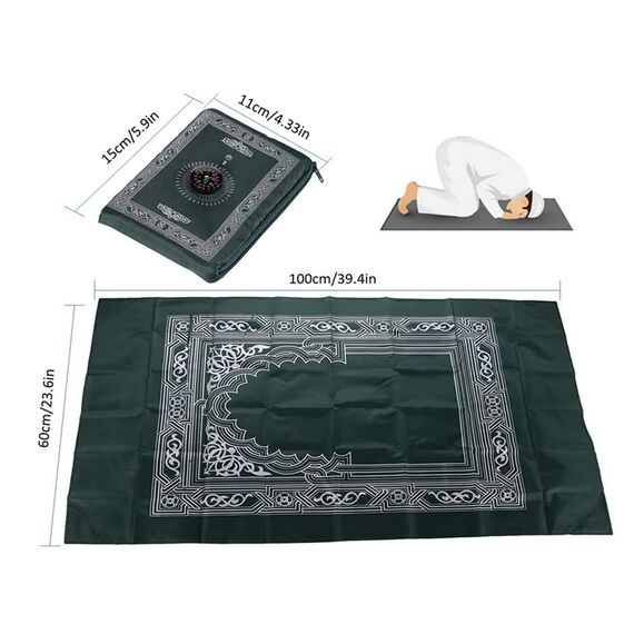 Hitopin 2 Stück Reise-Gebetsmatte, 60 cmx100 cm, tragbare Gebetsmatte, wasserdichte Gebetsmatte, Gebetsteppich, Muslimische Reise-Gebetsmatte, islamisches Muslimisches Gebet (Grün, Blau)