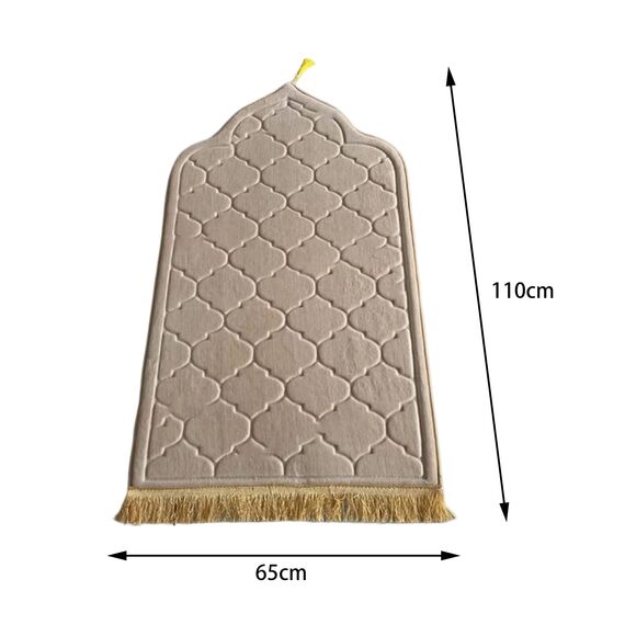 Baoblaze Traditioneller muslimischer Gebetsteppich Weich, Traditional Muslim Prayer Rug, Gebet Teppich Matte Faltbar, Carpet Soft Ramadan, Muslim Prayer Rug Carpet für Kinder Frauen Männer, beige gelb