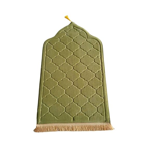 Baoblaze Traditioneller muslimischer Gebetsteppich Weich, Traditional Muslim Prayer Rug, Gebet Teppich Matte Faltbar, Carpet Soft Ramadan, Muslim Prayer Rug Carpet für Kinder Frauen Männer, GRÜN