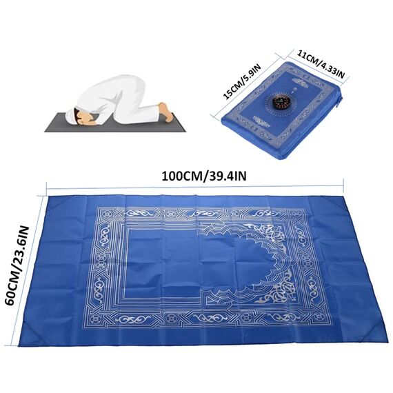 Hitopin 2 Stück Reise-Gebetsmatte, 60 cmx100 cm, tragbare Gebetsmatte, wasserdichte Gebetsmatte, Gebetsteppich, Muslimische Reise-Gebetsmatte, islamisches Muslimisches Gebet (Grün, Blau)