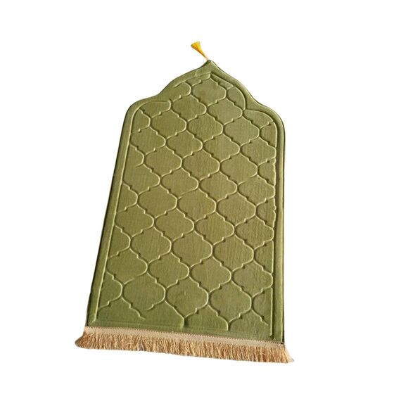 Baoblaze Traditioneller muslimischer Gebetsteppich Weich, Traditional Muslim Prayer Rug, Gebet Teppich Matte Faltbar, Carpet Soft Ramadan, Muslim Prayer Rug Carpet für Kinder Frauen Männer, GRÜN