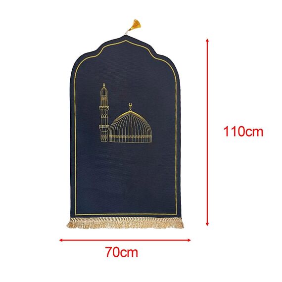 Baoblaze Traditioneller muslimischer Gebetsteppich Weich, Traditional Muslim Prayer Rug, Gebet Teppich Matte, Carpet Soft Ramadan, Muslim Prayer Rug Carpet für Kinder Frauen Männer, Dunkelblau 2