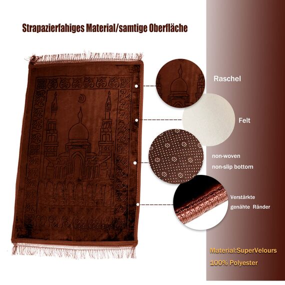 HOMELUX Gebetsteppich, Teppiche, Gebetsteppich Islam,80x120cm Prayer Mat, Teppich orientalisch, türkische Teppiche, orientalischer Teppich,Islamic Prayer mat Rug, Gebet im Islam, Brown