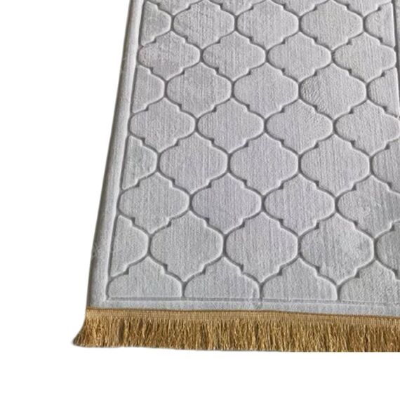Baoblaze Traditioneller muslimischer Gebetsteppich Weich, Traditional Muslim Prayer Rug, Gebet Teppich Matte Faltbar, Carpet Soft Ramadan, Muslim Prayer Rug Carpet für Kinder Frauen Männer, Weiß