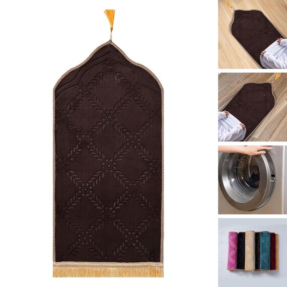 Baoblaze Traditioneller muslimischer Gebetsteppich Weich, Traditional Muslim Prayer Rug, Gebet Teppich Matte, Carpet Soft Ramadan, Muslim Prayer Rug Carpet für Kinder Frauen Männer, Kaffee