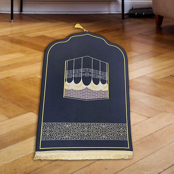 Baoblaze Traditioneller muslimischer Gebetsteppich Weich, Traditional Muslim Prayer Rug, Gebet Teppich Matte, Carpet Soft Ramadan, Muslim Prayer Rug Carpet für Kinder Frauen Männer, Dunkelblau 3