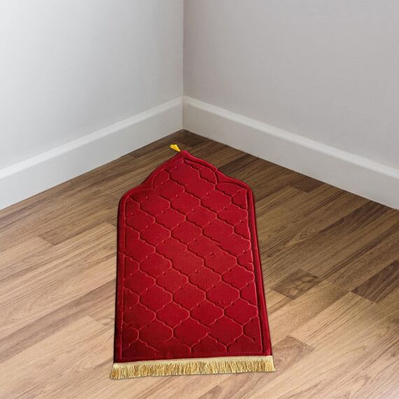 Baoblaze Traditioneller muslimischer Gebetsteppich Weich, Traditional Muslim Prayer Rug, Gebet Teppich Matte Faltbar, Muslim Prayer Rug Carpet für Kinder Frauen Männer, Rot