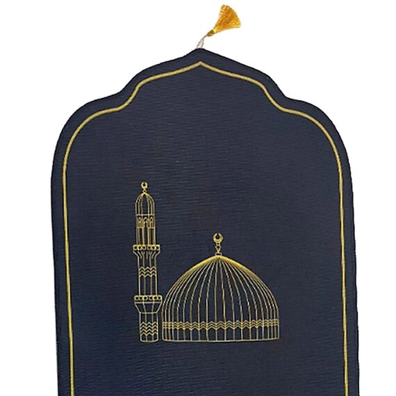 Baoblaze Traditioneller muslimischer Gebetsteppich Weich, Traditional Muslim Prayer Rug, Gebet Teppich Matte, Carpet Soft Ramadan, Muslim Prayer Rug Carpet für Kinder Frauen Männer, Dunkelblau 2