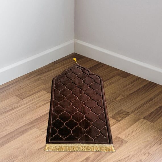 Baoblaze Traditioneller muslimischer Gebetsteppich Weich, Traditional Muslim Prayer Rug, Gebet Teppich Matte Faltbar, Muslim Prayer Rug Carpet für Kinder Frauen Männer, Dunkelbraun