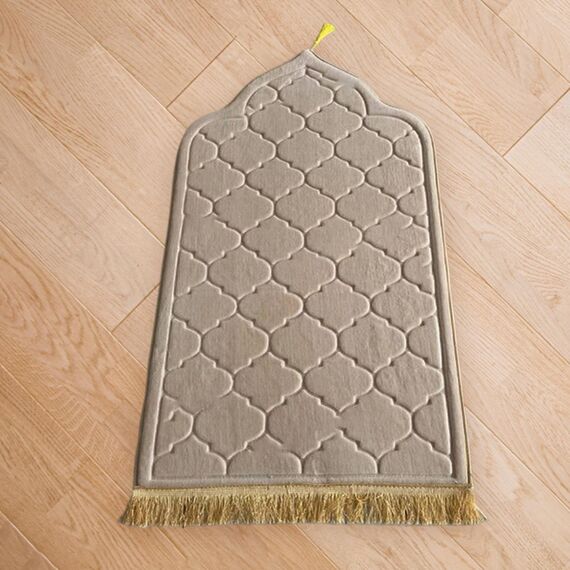 Baoblaze Traditioneller muslimischer Gebetsteppich Weich, Traditional Muslim Prayer Rug, Gebet Teppich Matte Faltbar, Carpet Soft Ramadan, Muslim Prayer Rug Carpet für Kinder Frauen Männer, beige gelb