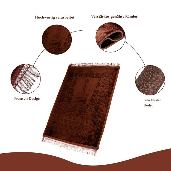HOMELUX Gebetsteppich, Teppiche, Gebetsteppich Islam,80x120cm Prayer Mat, Teppich orientalisch, türkische Teppiche, orientalischer Teppich,Islamic Prayer mat Rug, Gebet im Islam, Brown